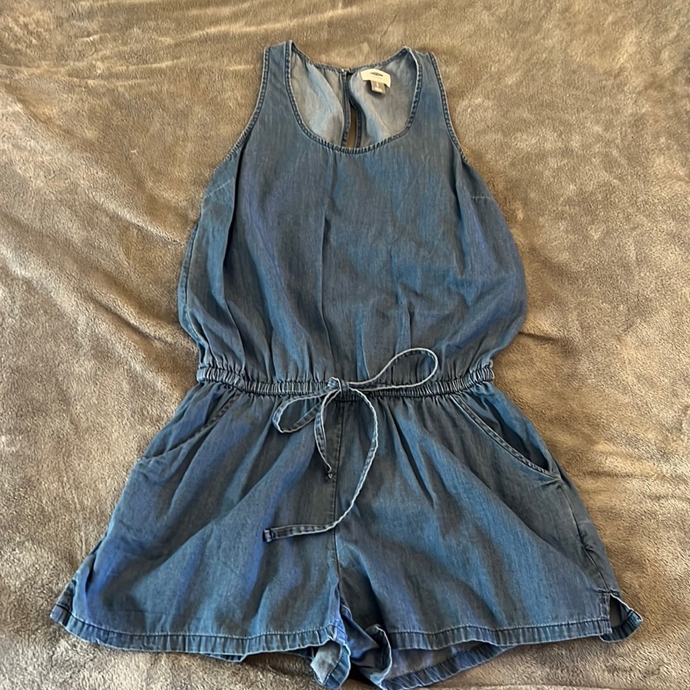 Old Navy Denim-Style Blue Sleeveless Romper